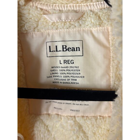 L.L Bean Cream Sherpa Lined Vest Quilted Size Large 10-16 - Picture 5 of 6